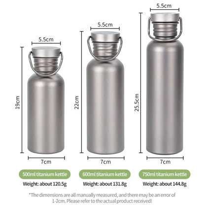 600ml 750ml Titanium Water Bottle Outdoor Camping Supplies Tourism Sports Cycling Hiking Camping Water Bottle