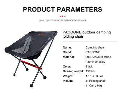 PACOONE Camping Fishing Folding Chair Tourist Beach Chaise Longue Chair for Relaxing Foldable Leisure Travel Furniture Picnic