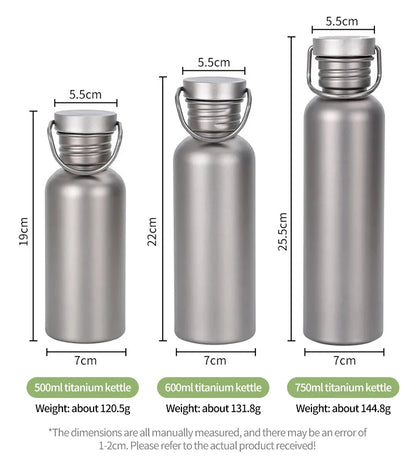 600ml 750ml Titanium Water Bottle Outdoor Camping Supplies Tourism Sports Cycling Hiking Camping Water Bottle