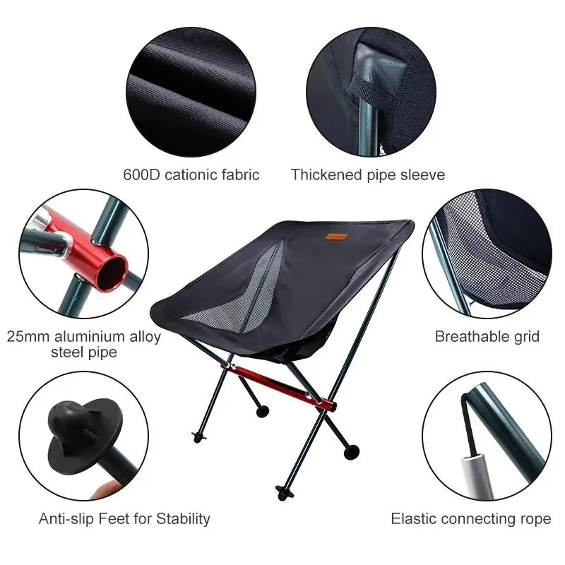 PACOONE Camping Fishing Chair - Comfortable Folding Chair for Camping 