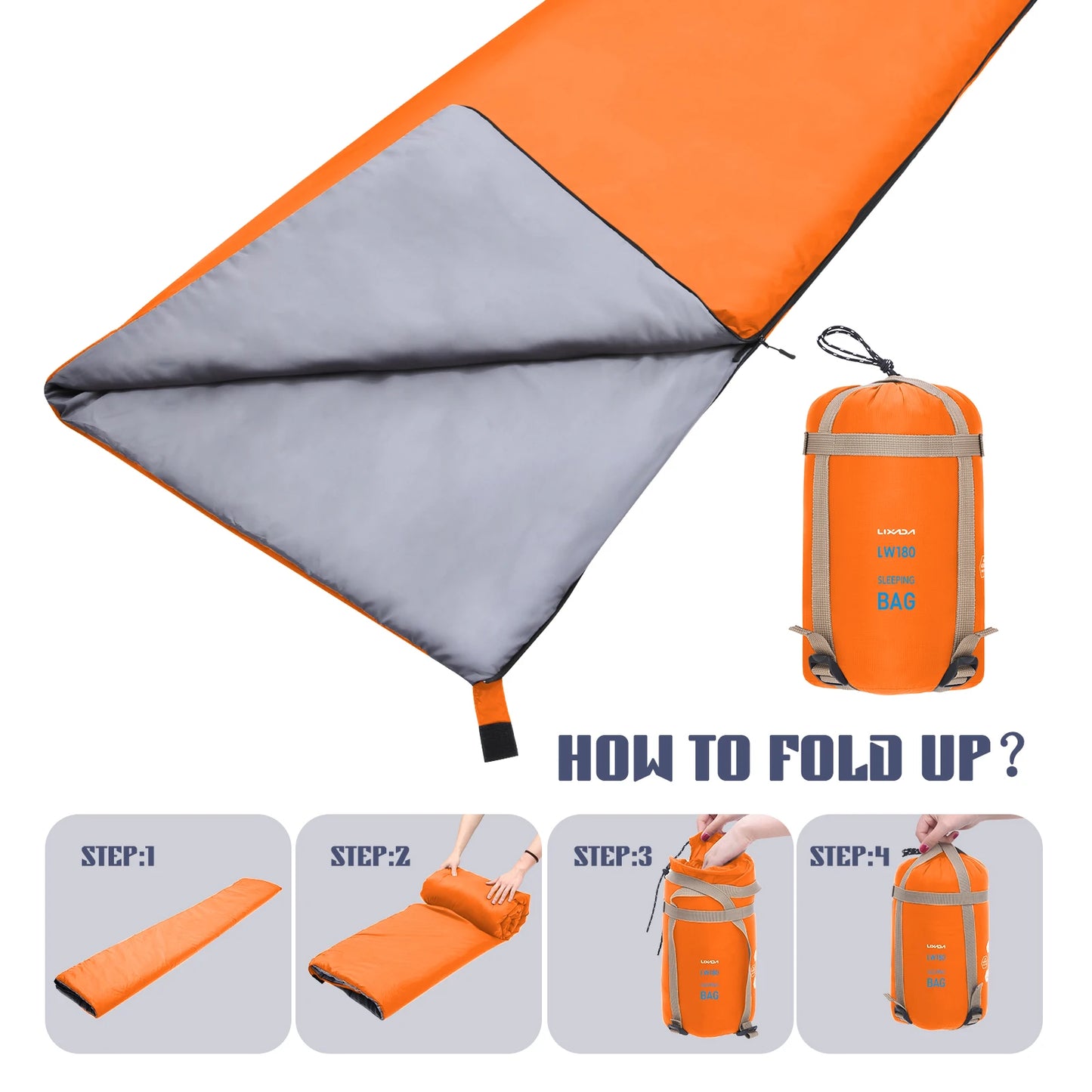 LIXADA 190*75cm Envelope Sleeping Bag Adult Camping Outdoor Mini Walking beach Sleeping Bags Ultralight Travel Bag Spring Autumn