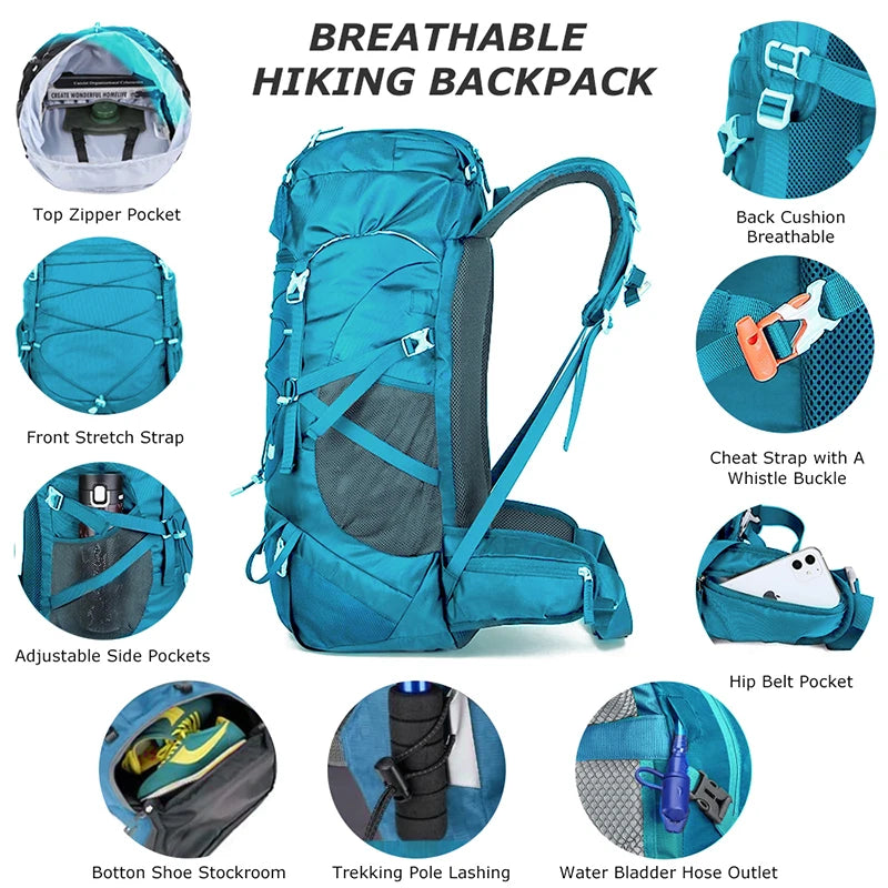 WESTTUNE 50L Hiking Backpack - Multifunctional Camping Rucksack 2024