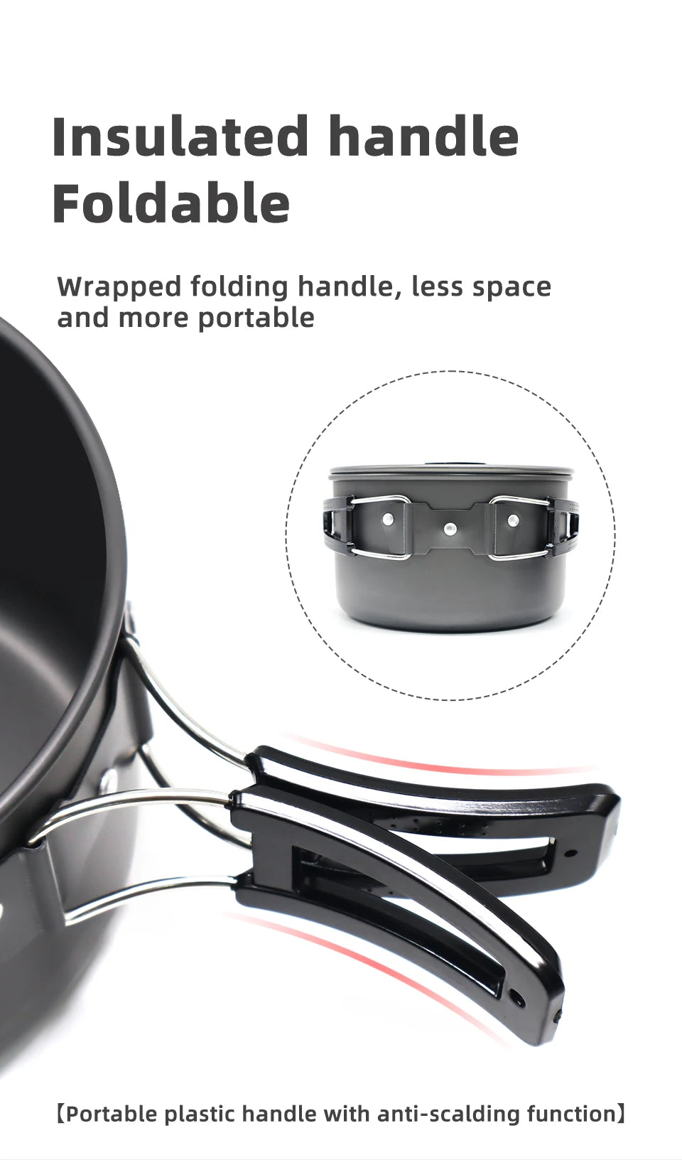 PACOONE Camping Cookware Set Portable Cookware Kit Outdoor Pot Cooking Water Kettle Pan Set Tableware Hiking Picnic Equipment