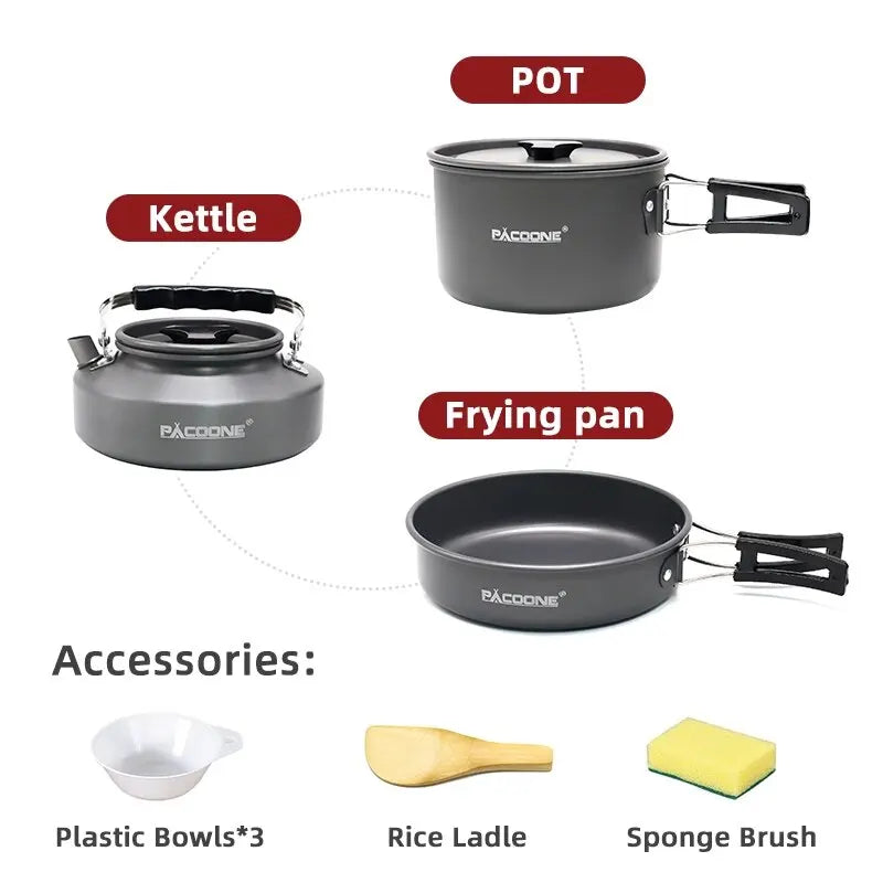 PACOONE Camping Cookware Set - Portable Outdoor Cooking Kit Online