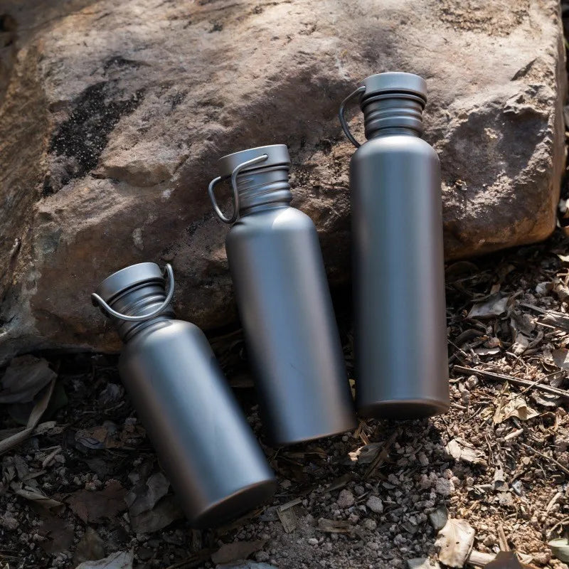 600ml & 750ml Titanium Water Bottle - Portable Camping Accessories